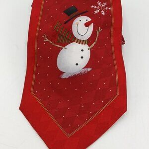 Cool Yule Red Snowman Snowflake Silk Tie Hallmark